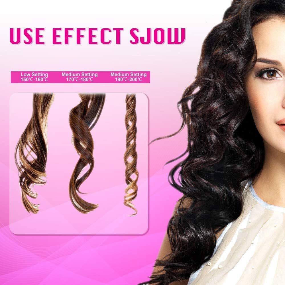 Cordless Automatic Wireless Hair Curler Rotating Handheld Function LCD Display