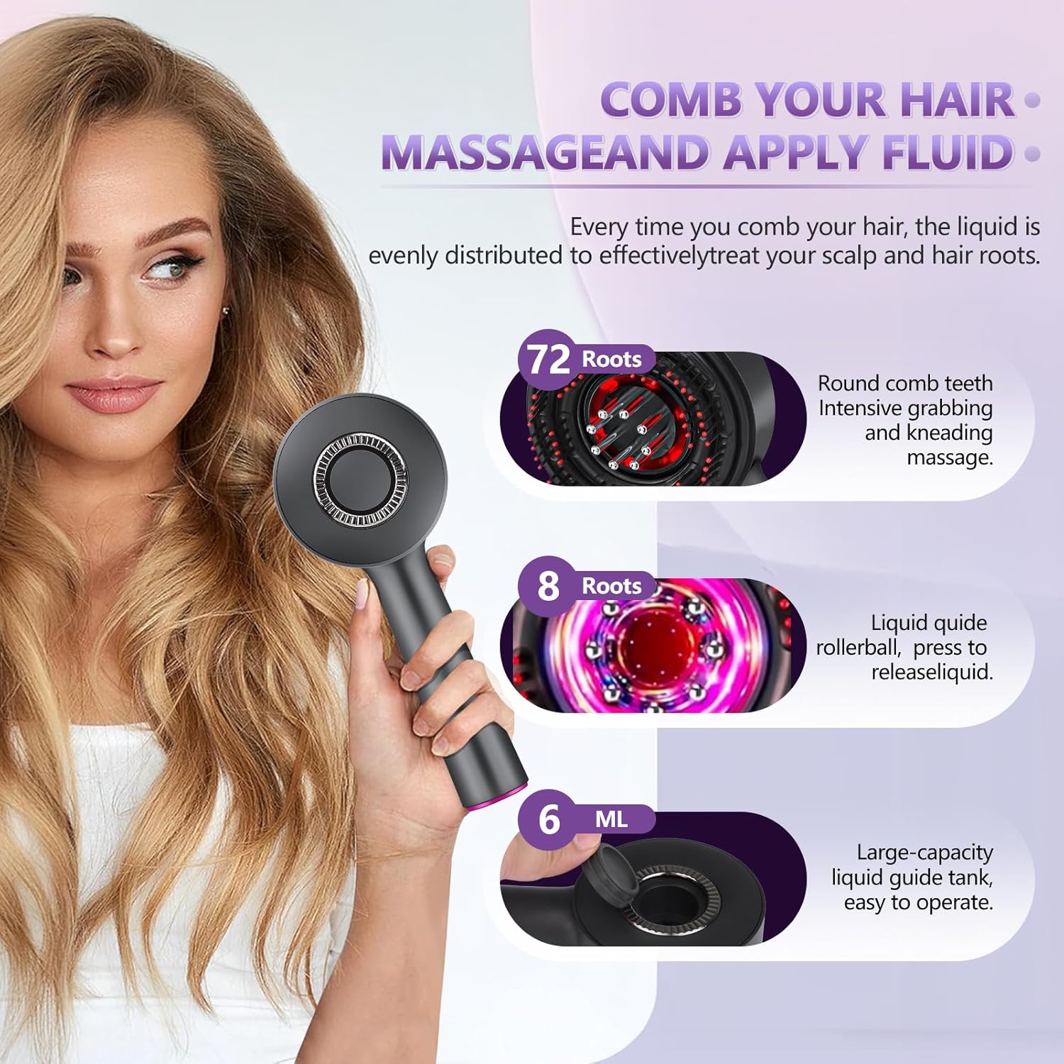 3 in 1 Hair Oil Applicator,Head Massager Scalp, Hair Oil Applicator Scalp Massager, Electric Scalp Massager Brush, ipx7 Waterproof Scalp Oil Applicator, Dark Gray