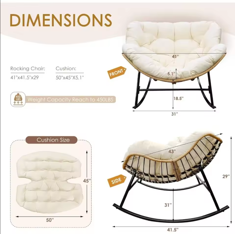 Auvitalliving Indoor and outdoor cushioned rocking chair