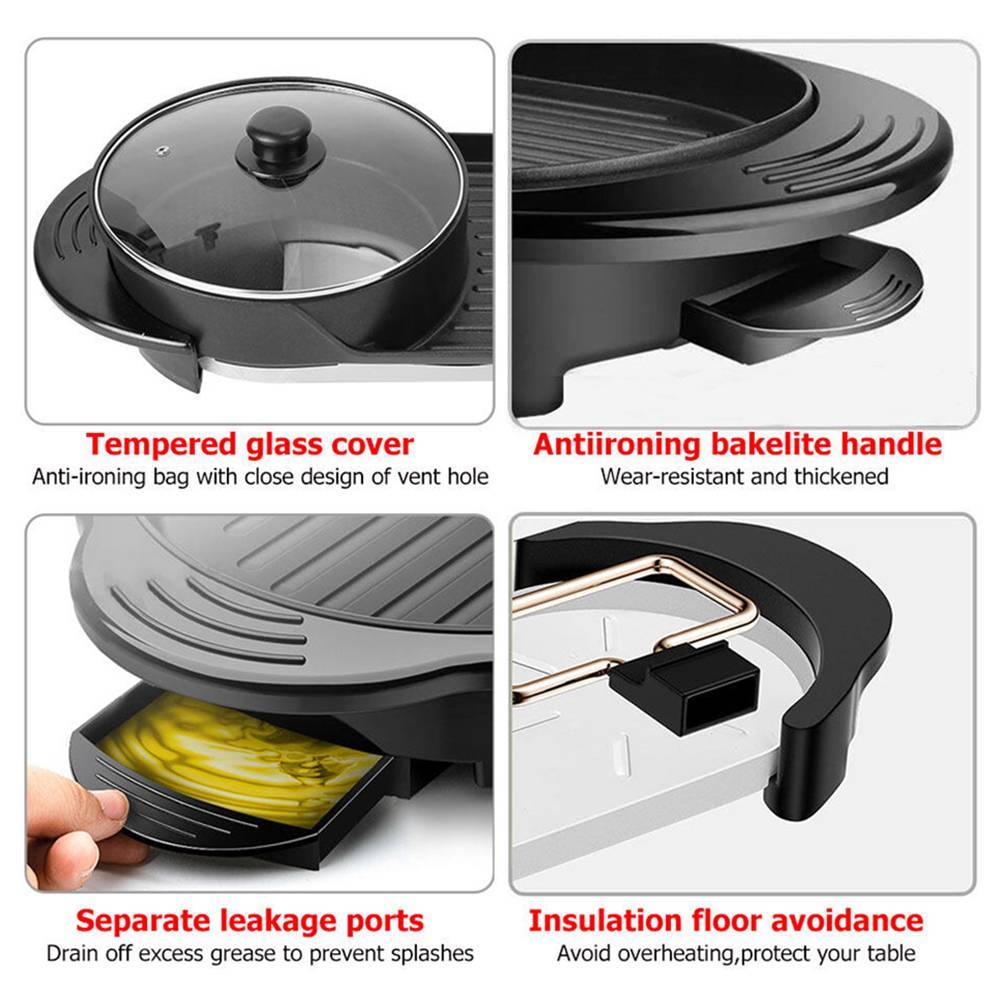 Electric 2 In 1 Hot Pot Hotpot BBQ Grill