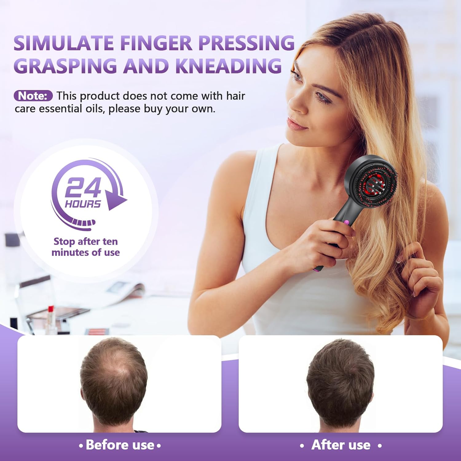 3 in 1 Hair Oil Applicator,Head Massager Scalp, Hair Oil Applicator Scalp Massager, Electric Scalp Massager Brush, ipx7 Waterproof Scalp Oil Applicator, Dark Gray