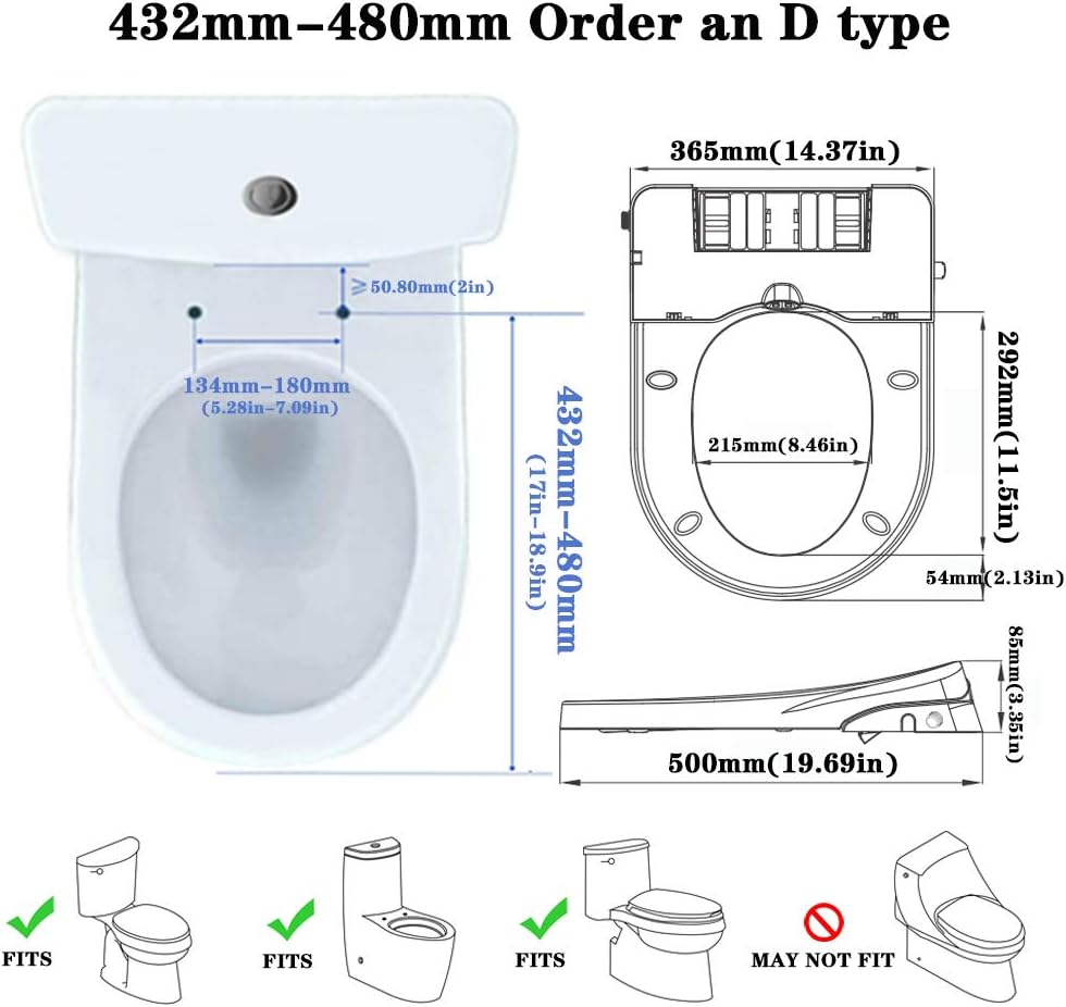 Non Electric Bidet Seat Toilet Seat with Self Cleaning Dual Nozzles Separated Rear & Feminine Cleaning Natural Water Spray, Soft Closed Toilet Seat, Easy DIY Installation (O Shape)