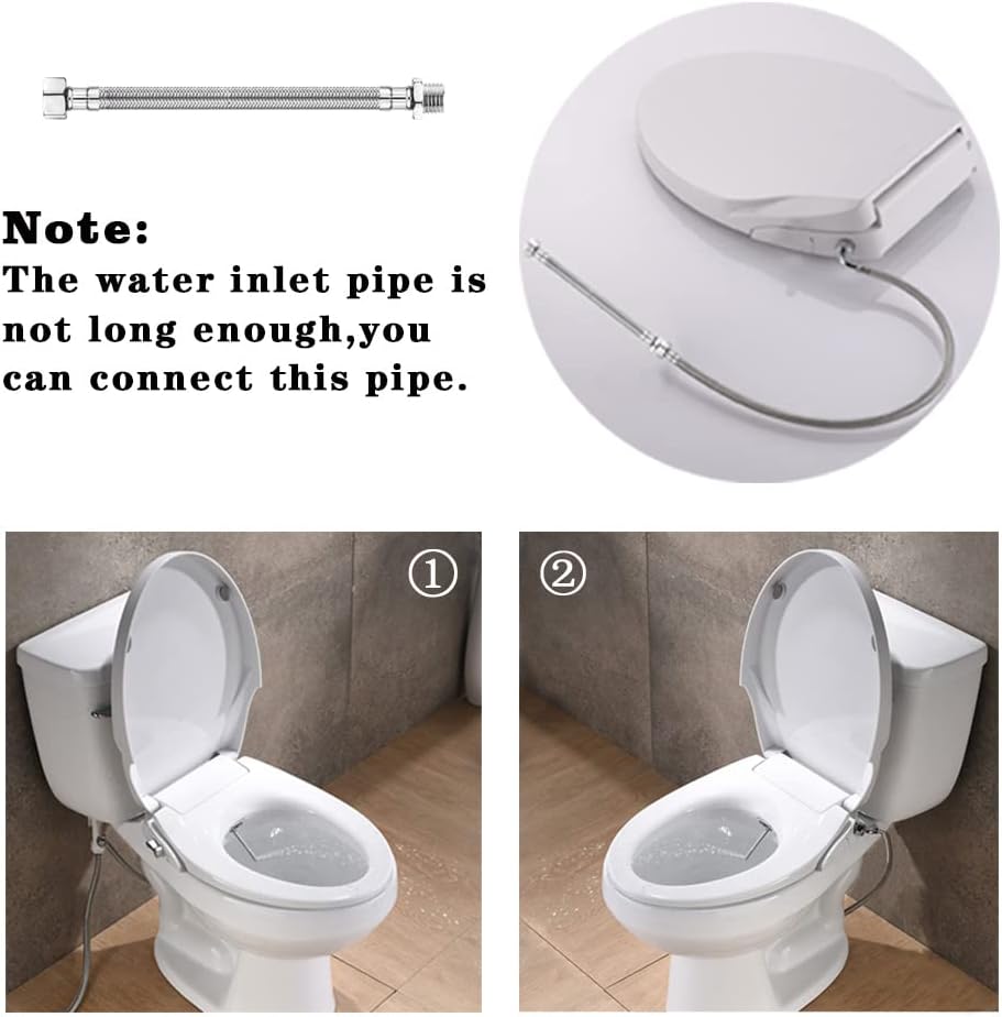 Non Electric Bidet Seat Toilet Seat with Self Cleaning Dual Nozzles Separated Rear & Feminine Cleaning Natural Water Spray, Soft Closed Toilet Seat, Easy DIY Installation (O Shape)