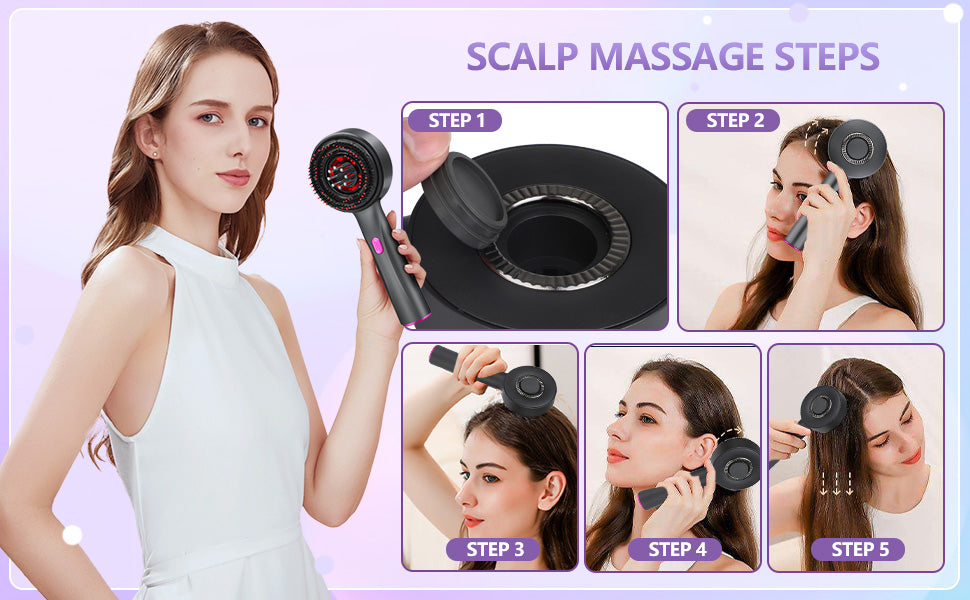 3 in 1 Hair Oil Applicator,Head Massager Scalp, Hair Oil Applicator Scalp Massager, Electric Scalp Massager Brush, ipx7 Waterproof Scalp Oil Applicator, Dark Gray