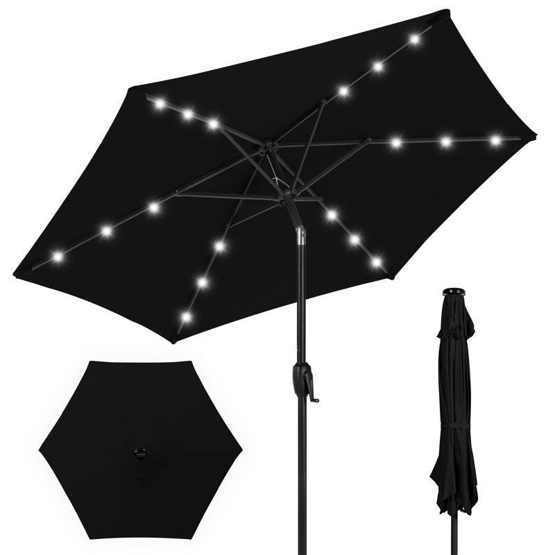 Auvitalliving 7.5Ft Outdoor Solar Patio Umbrella For Deck