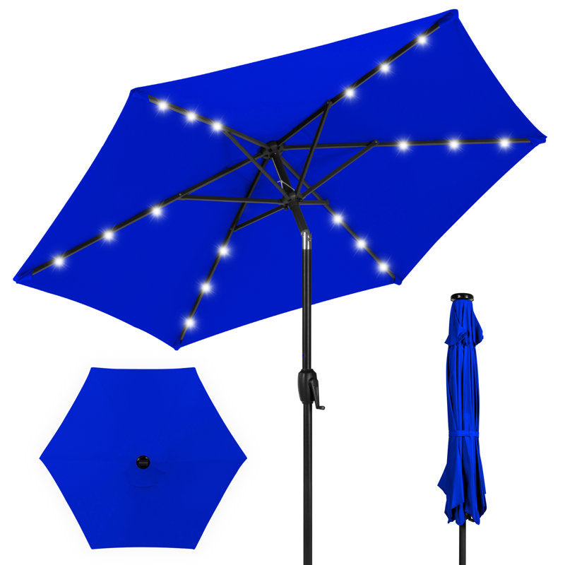 Auvitalliving 7.5Ft Outdoor Solar Patio Umbrella For Deck