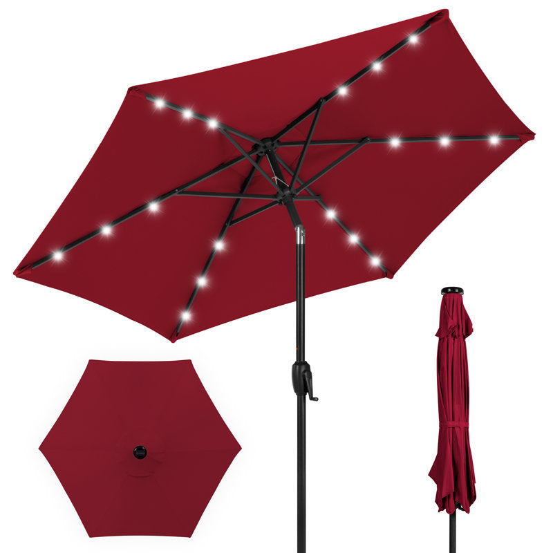 Auvitalliving 7.5Ft Outdoor Solar Patio Umbrella For Deck