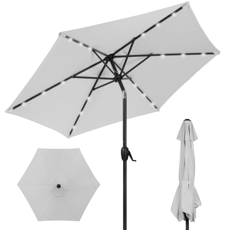 Auvitalliving 7.5Ft Outdoor Solar Patio Umbrella For Deck