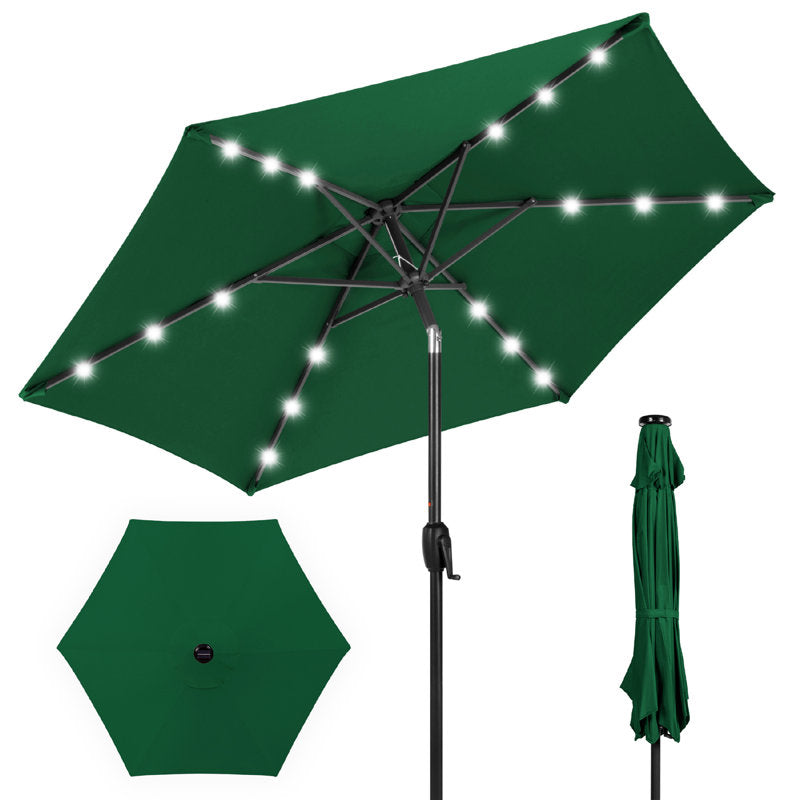 Auvitalliving 7.5Ft Outdoor Solar Patio Umbrella For Deck
