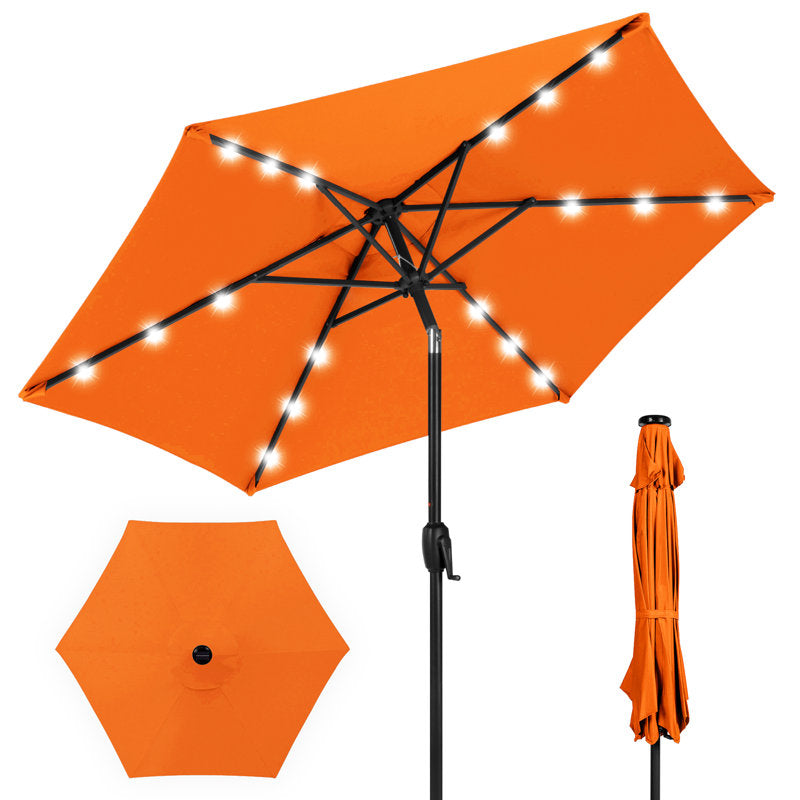 Auvitalliving 7.5Ft Outdoor Solar Patio Umbrella For Deck