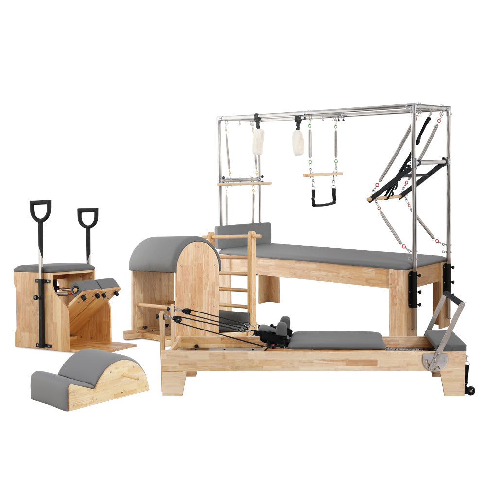 Auvitalliving 5-Piece Trapeze Table Reformer Chair Ladder Barrel Spine Corrector Pilates Machine Set