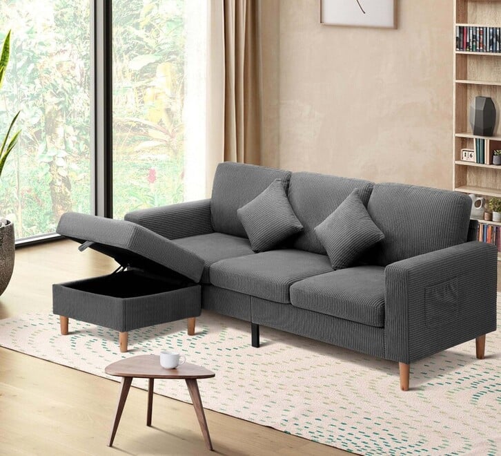 Pomaire 3 Seater Sofa with Storage Ottoman