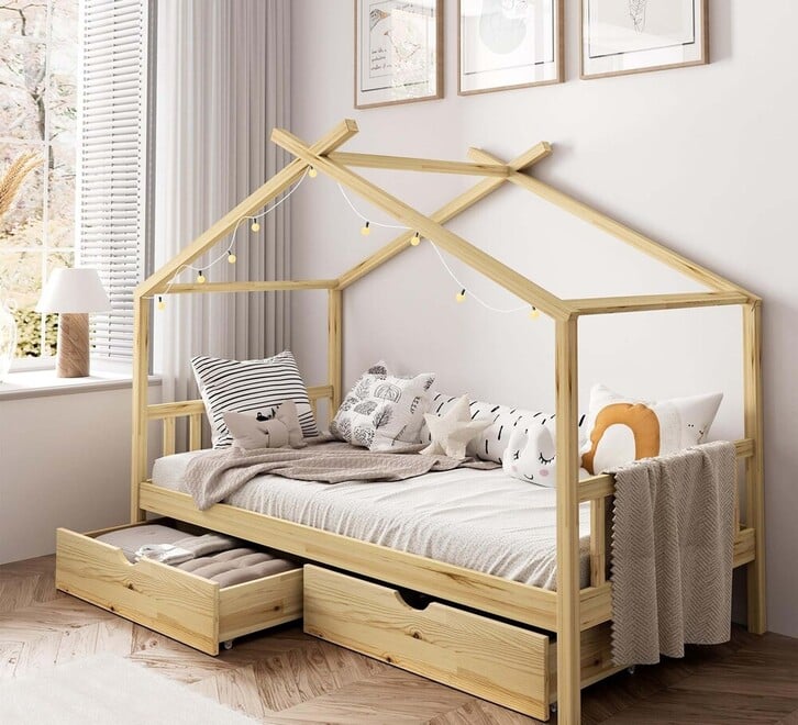 Auvitalliving House Single Bed with Storage