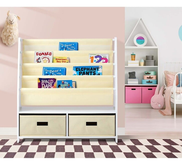 Auvitalliving Kids 2 Drawer Display Bookshelf