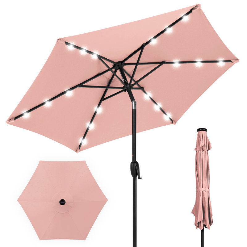 Auvitalliving 7.5Ft Outdoor Solar Patio Umbrella For Deck