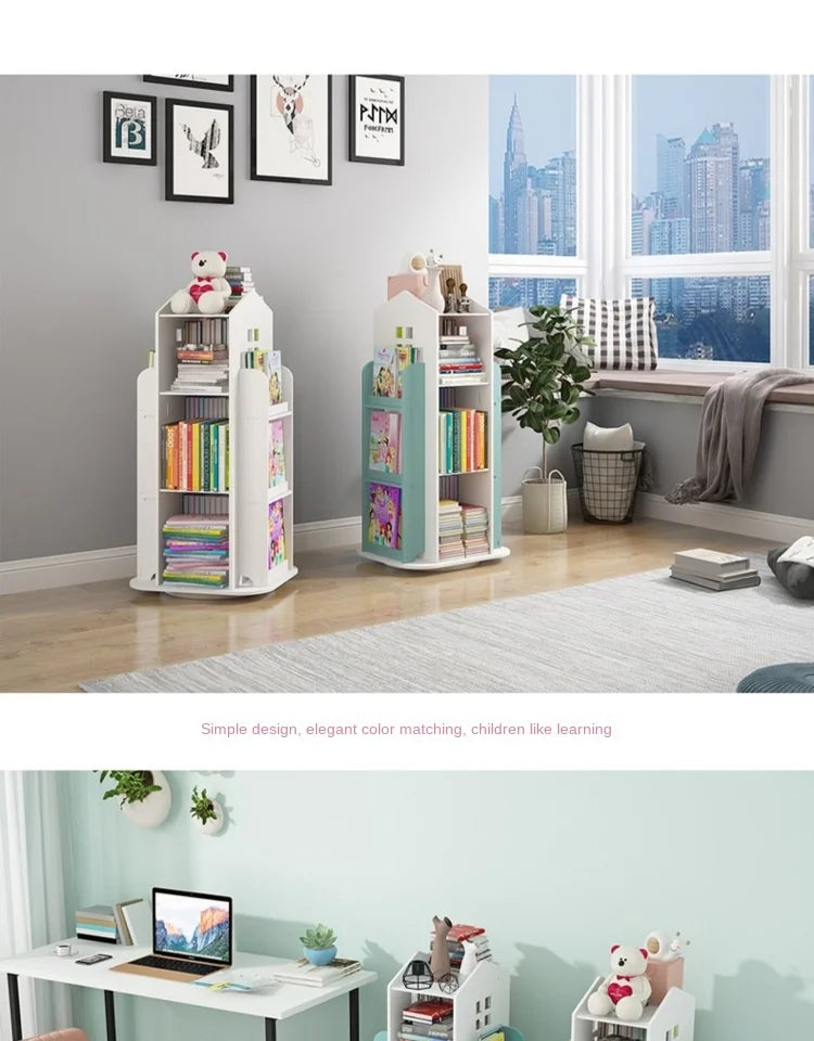 Creative floor-standing children's picture album rotating bookcase