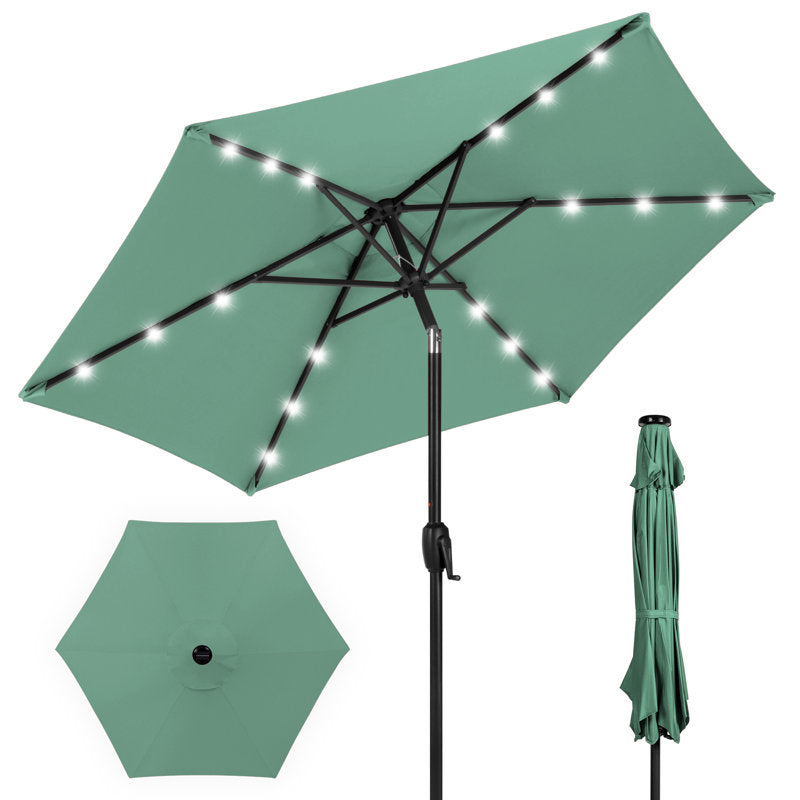 Auvitalliving 7.5Ft Outdoor Solar Patio Umbrella For Deck