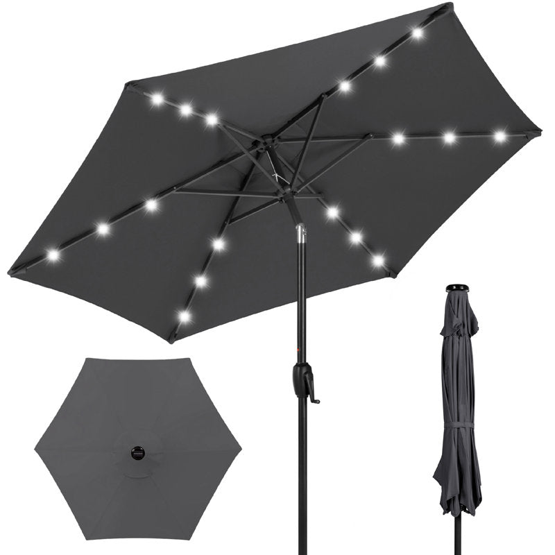 Auvitalliving 7.5Ft Outdoor Solar Patio Umbrella For Deck
