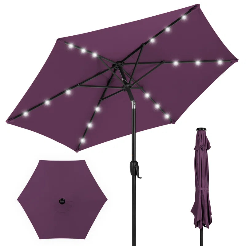 Auvitalliving 7.5Ft Outdoor Solar Patio Umbrella For Deck