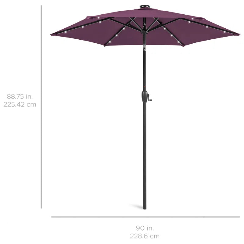 Auvitalliving 7.5Ft Outdoor Solar Patio Umbrella For Deck