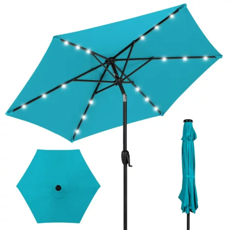 Auvitalliving 7.5Ft Outdoor Solar Patio Umbrella For Deck