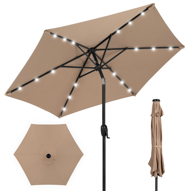 Auvitalliving 7.5Ft Outdoor Solar Patio Umbrella For Deck