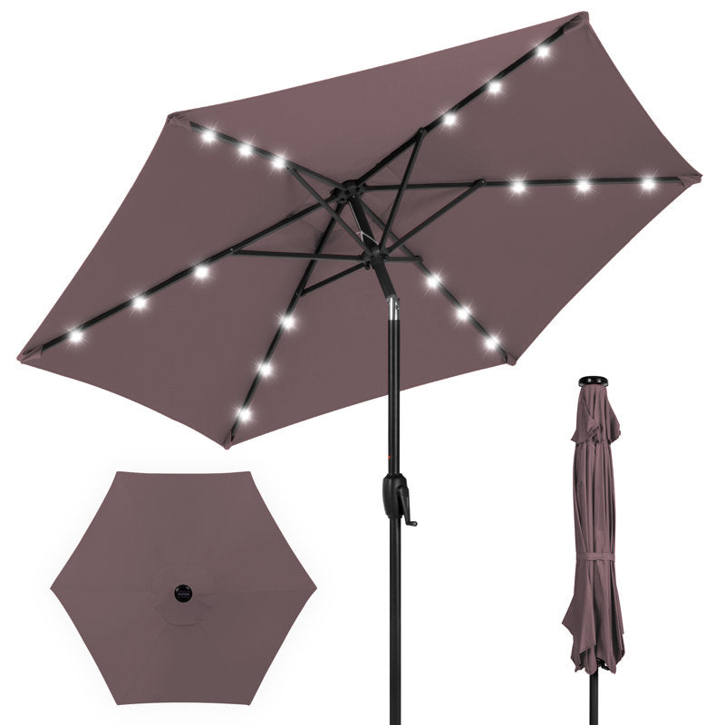 Auvitalliving 7.5Ft Outdoor Solar Patio Umbrella For Deck