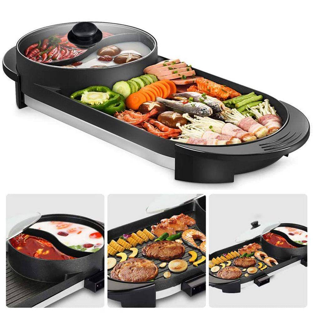 Electric 2 In 1 Hot Pot Hotpot BBQ Grill