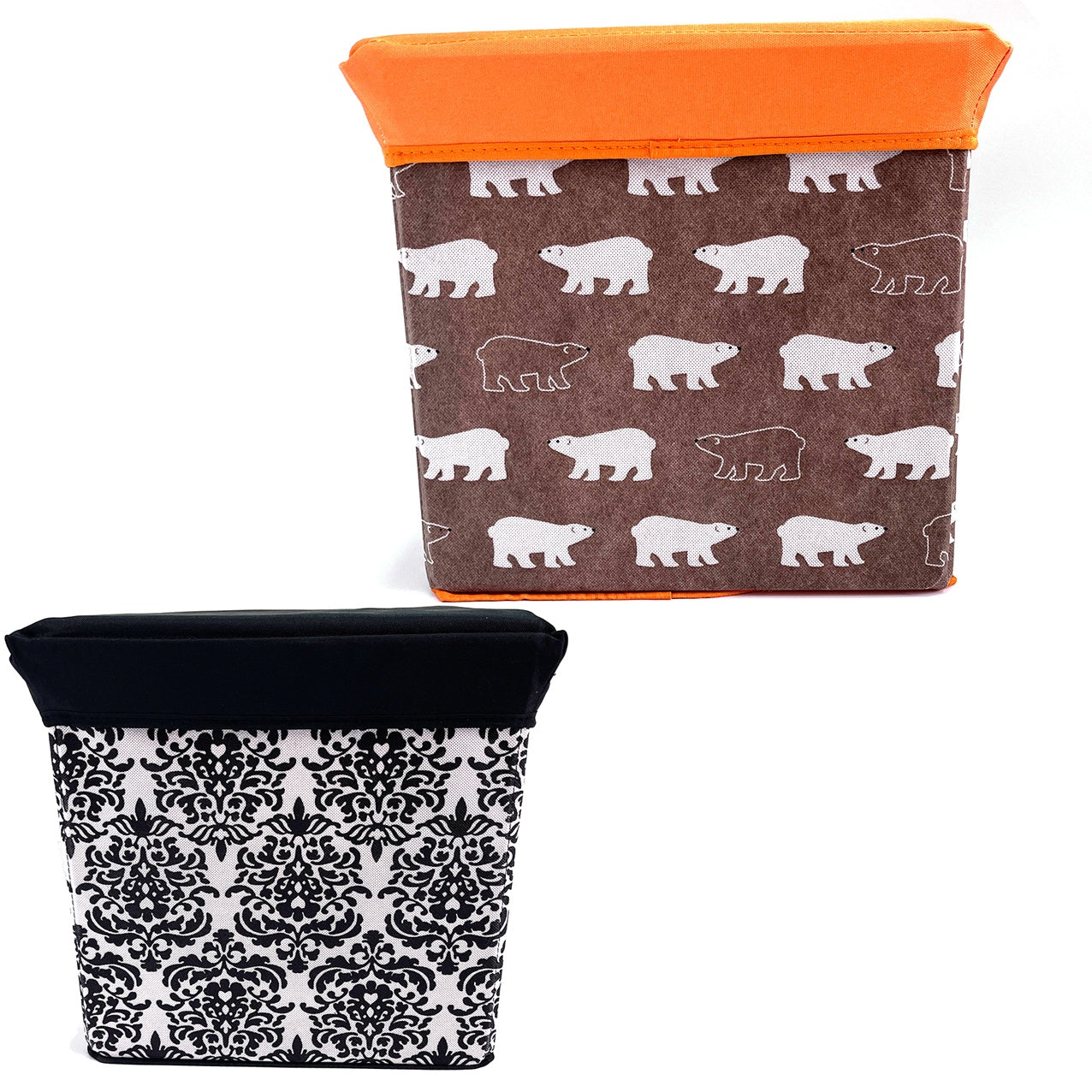 2Pcs Folding Ottoman Storage Stool Cube Footstool Stool Blanket Box With Cover