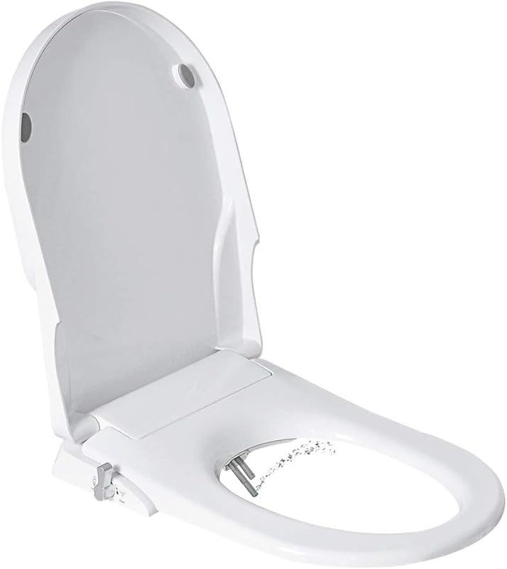 Non Electric Bidet Seat Toilet Seat with Self Cleaning Dual Nozzles Separated Rear & Feminine Cleaning Natural Water Spray, Soft Closed Toilet Seat, Easy DIY Installation (O Shape)