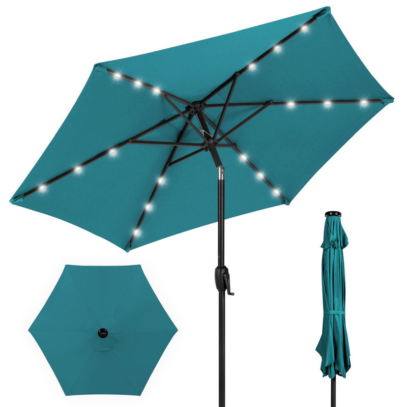 Auvitalliving 7.5Ft Outdoor Solar Patio Umbrella For Deck
