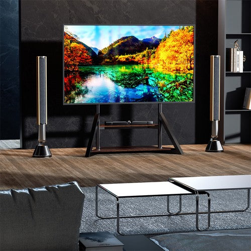Reinforced Metal 65-100" TV Floor Stand 2 Tier Shelf TV Mount Adjustable Height