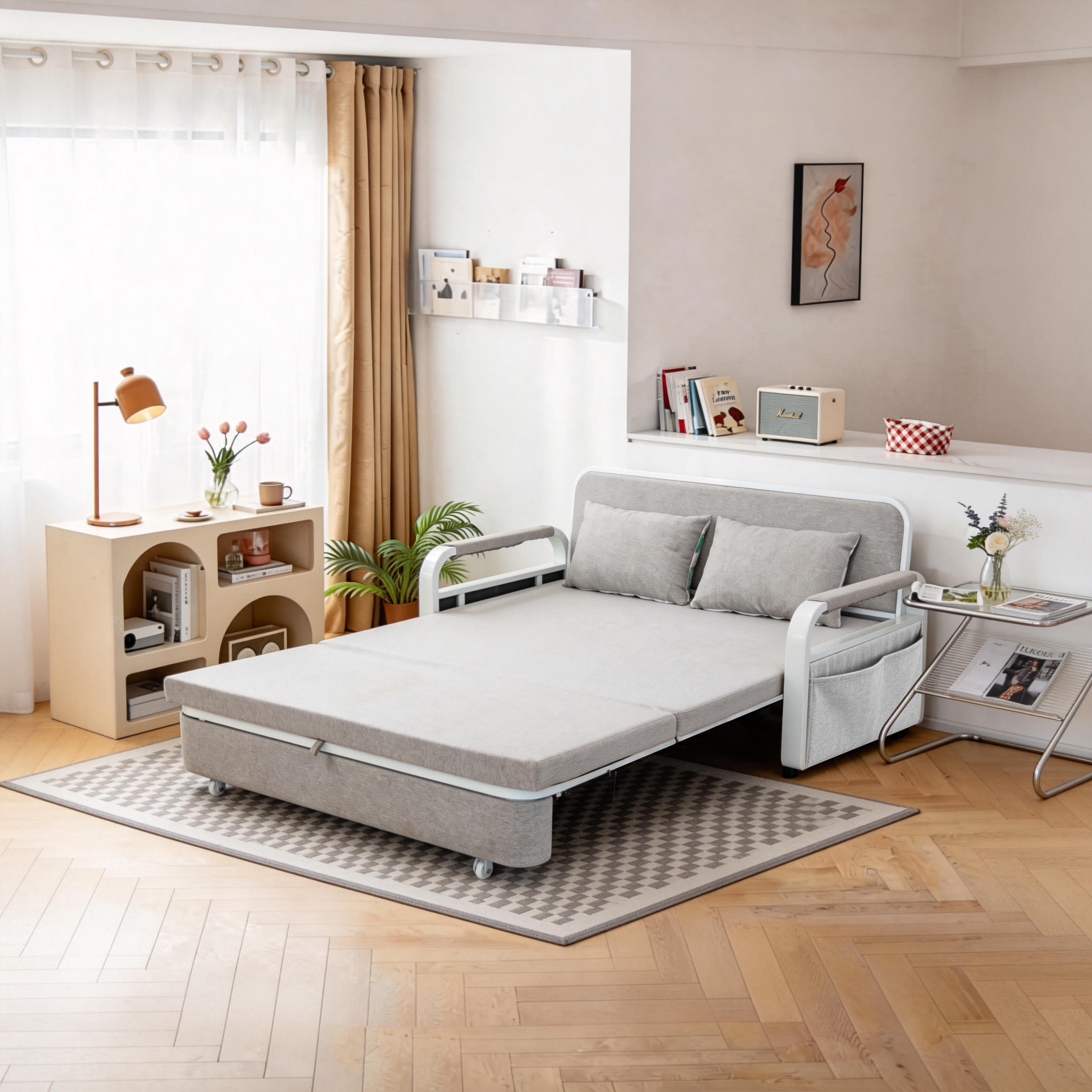 2 In 1 Sofa Bed Beneath Foldable Carbon Hidden Storage Sofa