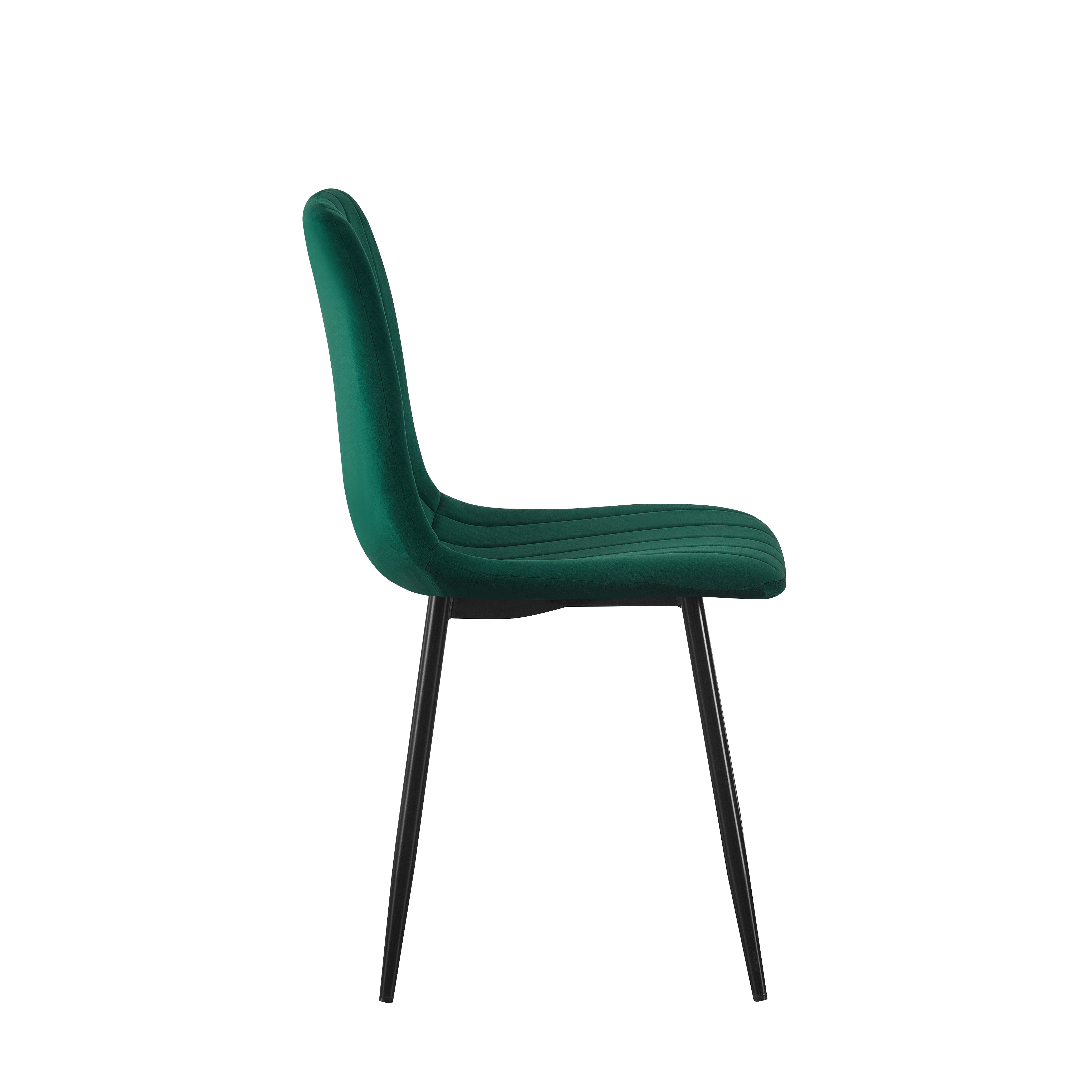 Dining Chairs Set of 2 Upholstered PU/Velvet Faux Leather Black Metal Legs for Kitchen