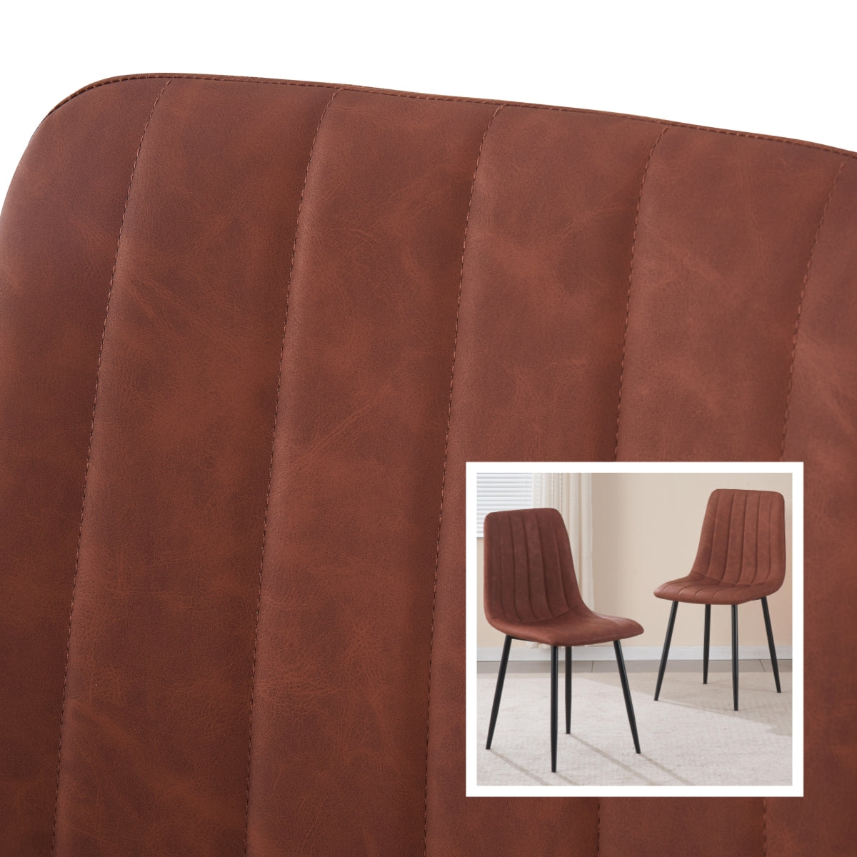 Dining Chairs Set of 2 Upholstered PU/Velvet Faux Leather Black Metal Legs for Kitchen