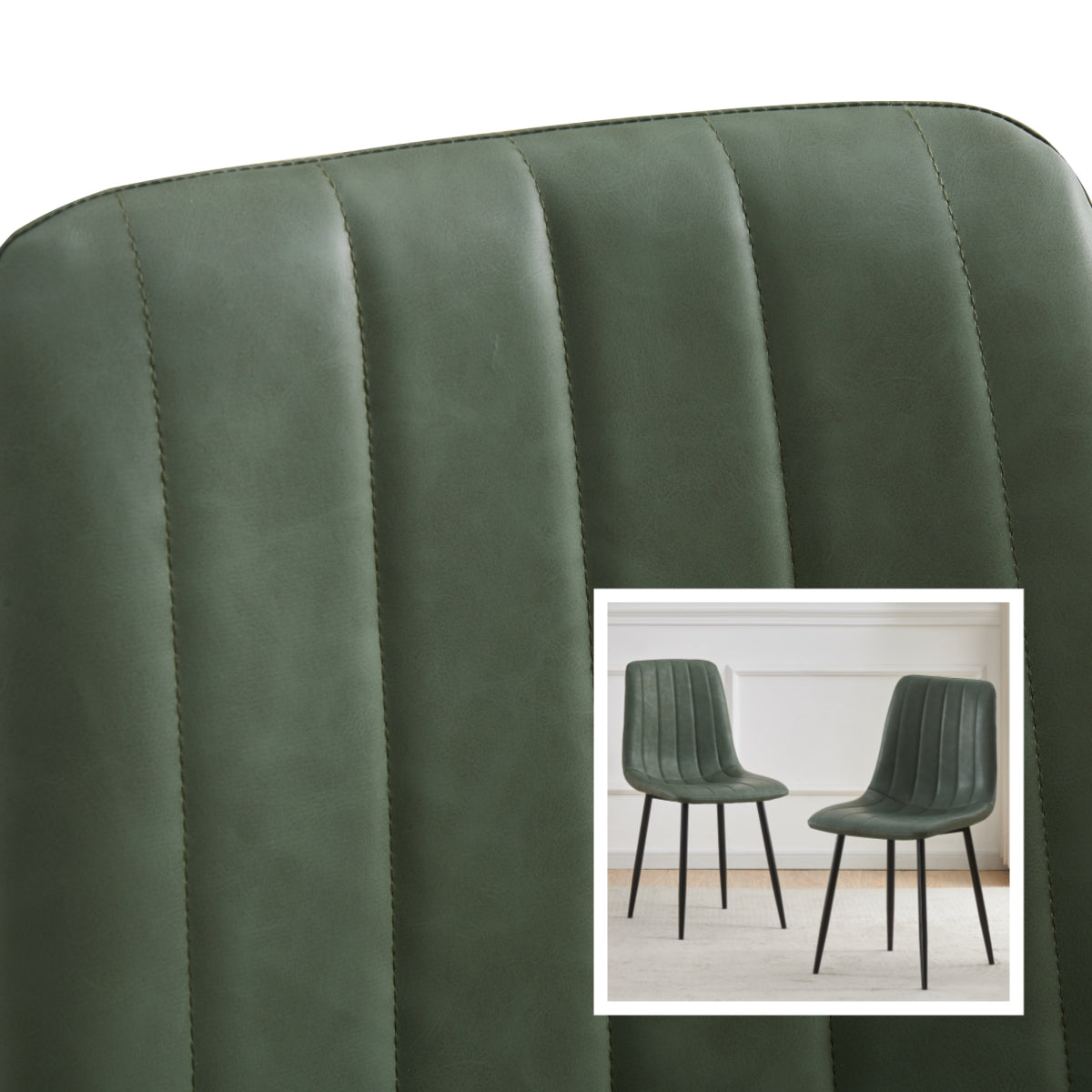 Dining Chairs Set of 2 Upholstered PU/Velvet Faux Leather Black Metal Legs for Kitchen