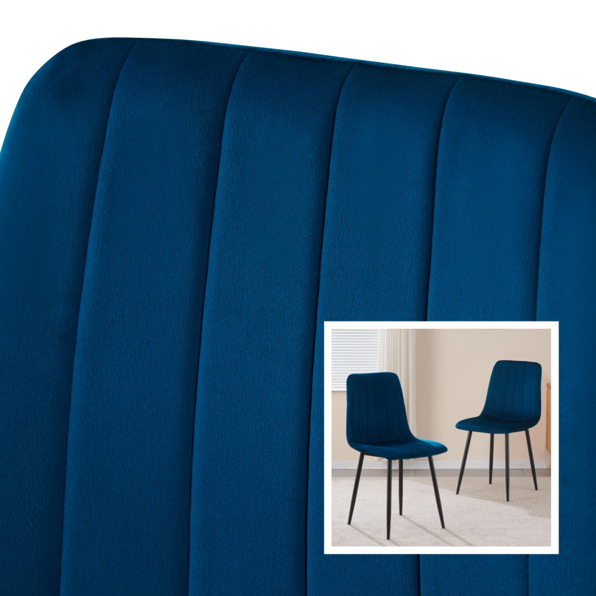 Dining Chairs Set of 2 Upholstered PU/Velvet Faux Leather Black Metal Legs for Kitchen