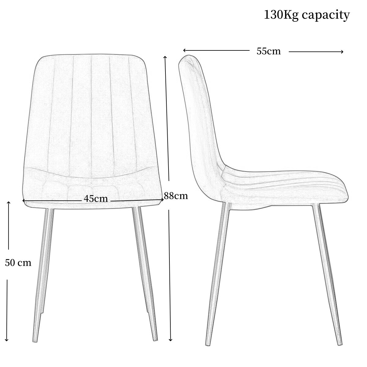 Dining Chairs Set of 2 Upholstered PU/Velvet Faux Leather Black Metal Legs for Kitchen