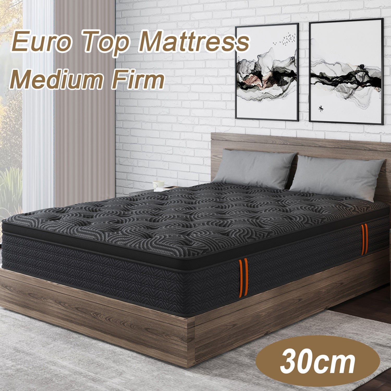 Viscountess 30cm Mattress Queen Double King Single Bed Medium Firm Spring Foam Euro Top