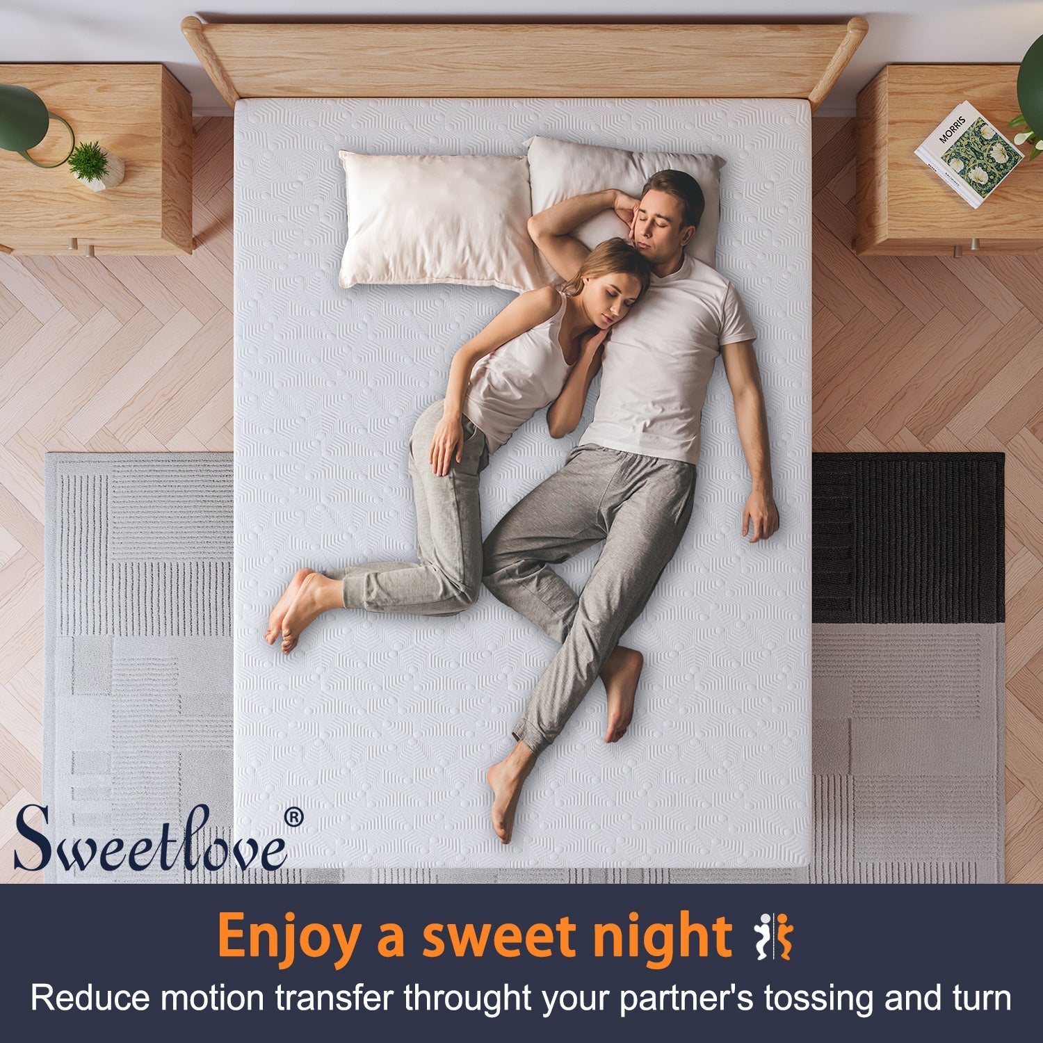 SweetLove Memory Foam Mattress Topper Bamboo Cover Underlay Mat Queen Single Double Gel 8cm