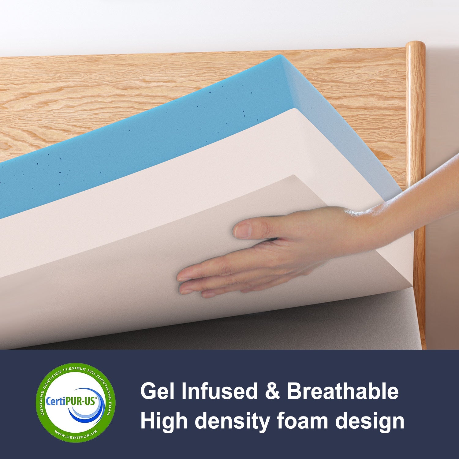 SweetLove Dual-Layer Memory Foam Topper Cool Gel Ventilated Mattress Bed Bamboo Underlay 5CM