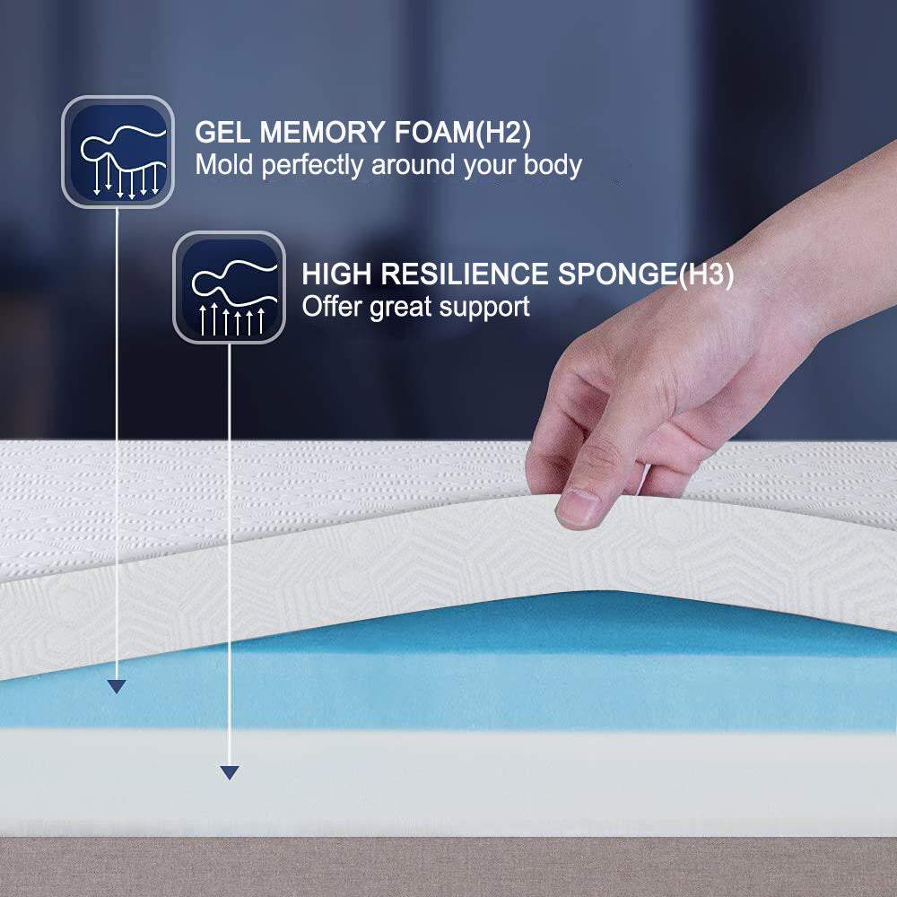 SweetLove Memory Foam Mattress Topper Bamboo Cover Underlay Mat Queen Single Double Gel 8cm