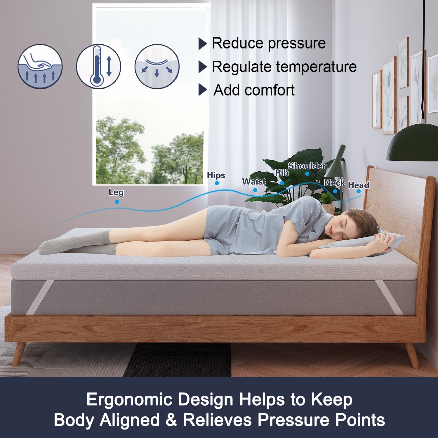 SweetLove Dual-Layer Memory Foam Topper Cool Gel Ventilated Mattress Bed Bamboo Underlay 5CM