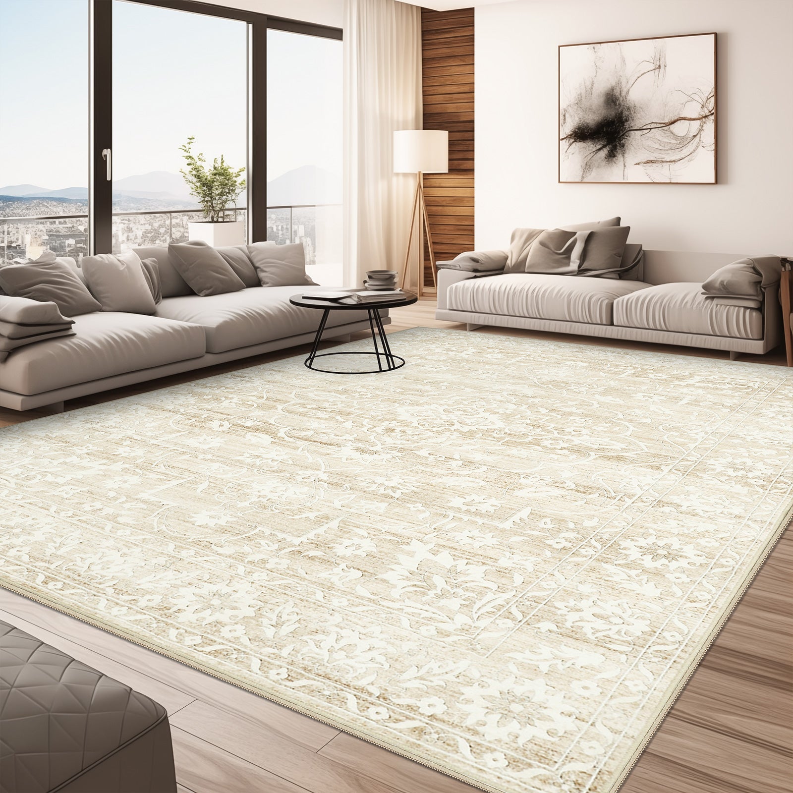 1pc Area Rug for Living Room Washable Rugs Non Slip Indoor Floor Carpet Foldable Large Soft Area Rug