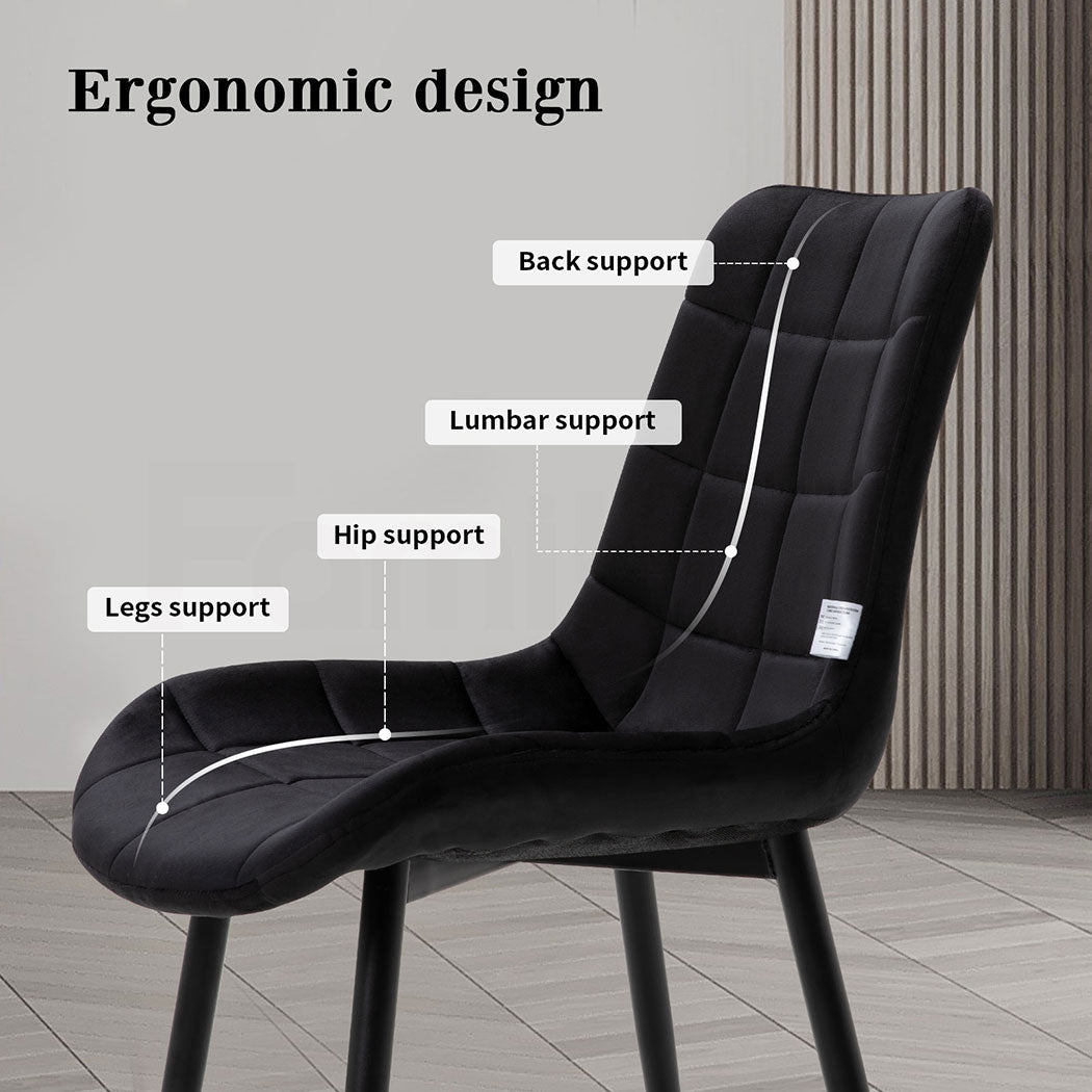 Familand Dining Chairs Set Of 4 Velvet Padded Seat Kitchen Living Room Chair Black