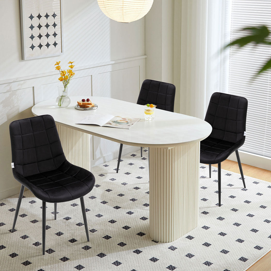 Familand Dining Chairs Set Of 4 Velvet Padded Seat Kitchen Living Room Chair Black