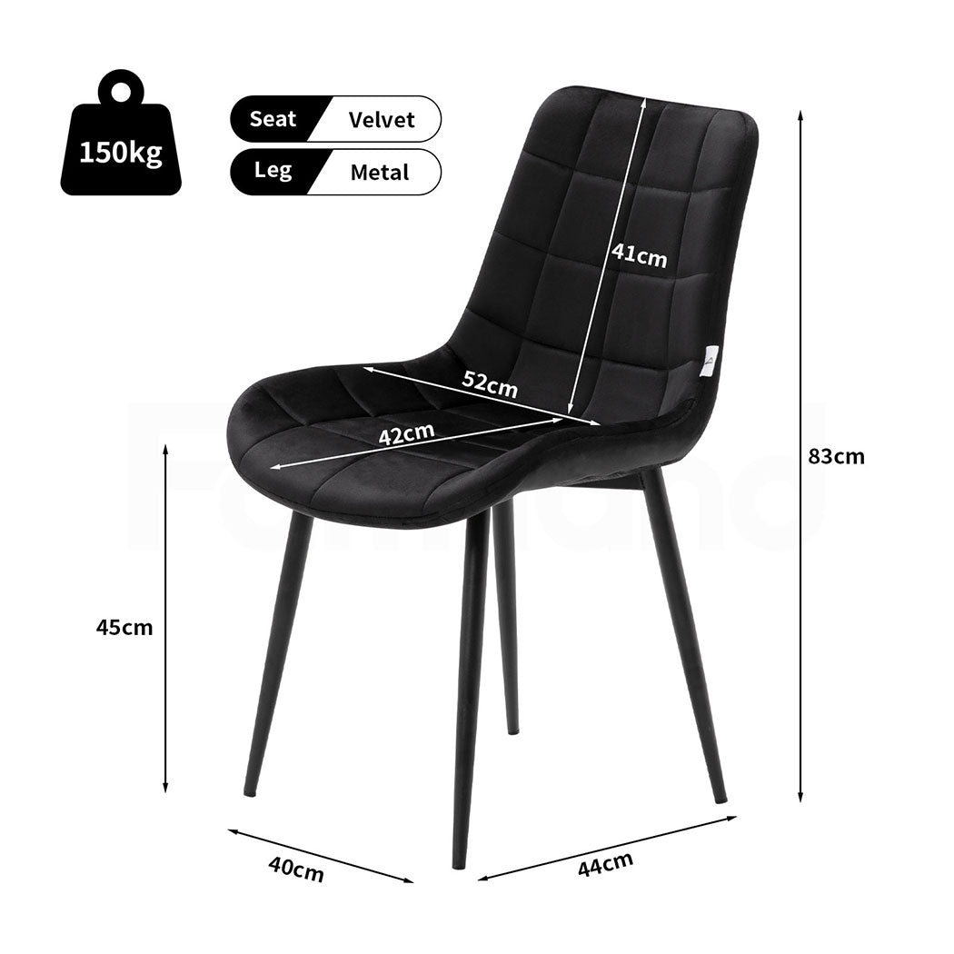 Familand Dining Chairs Set Of 4 Velvet Padded Seat Kitchen Living Room Chair Black