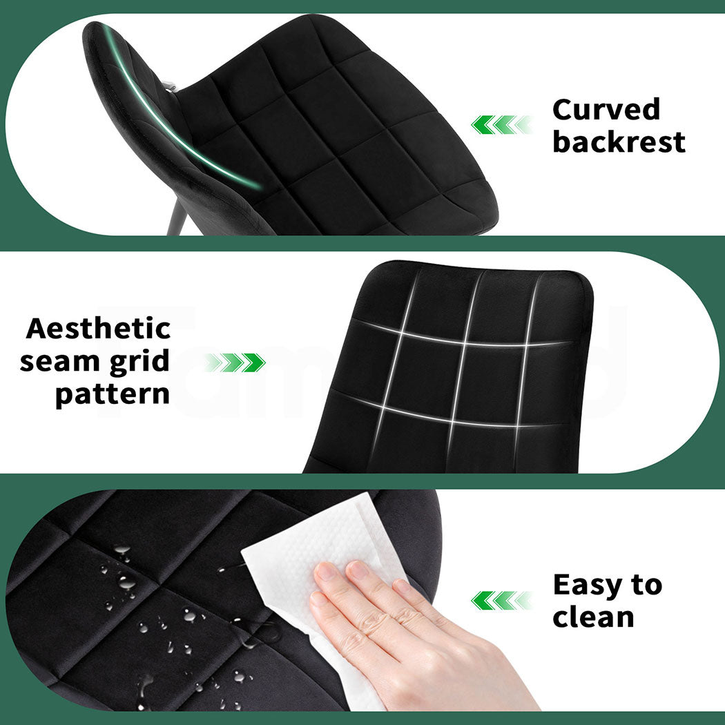 Familand Dining Chairs Set Of 4 Velvet Padded Seat Kitchen Living Room Chair Black