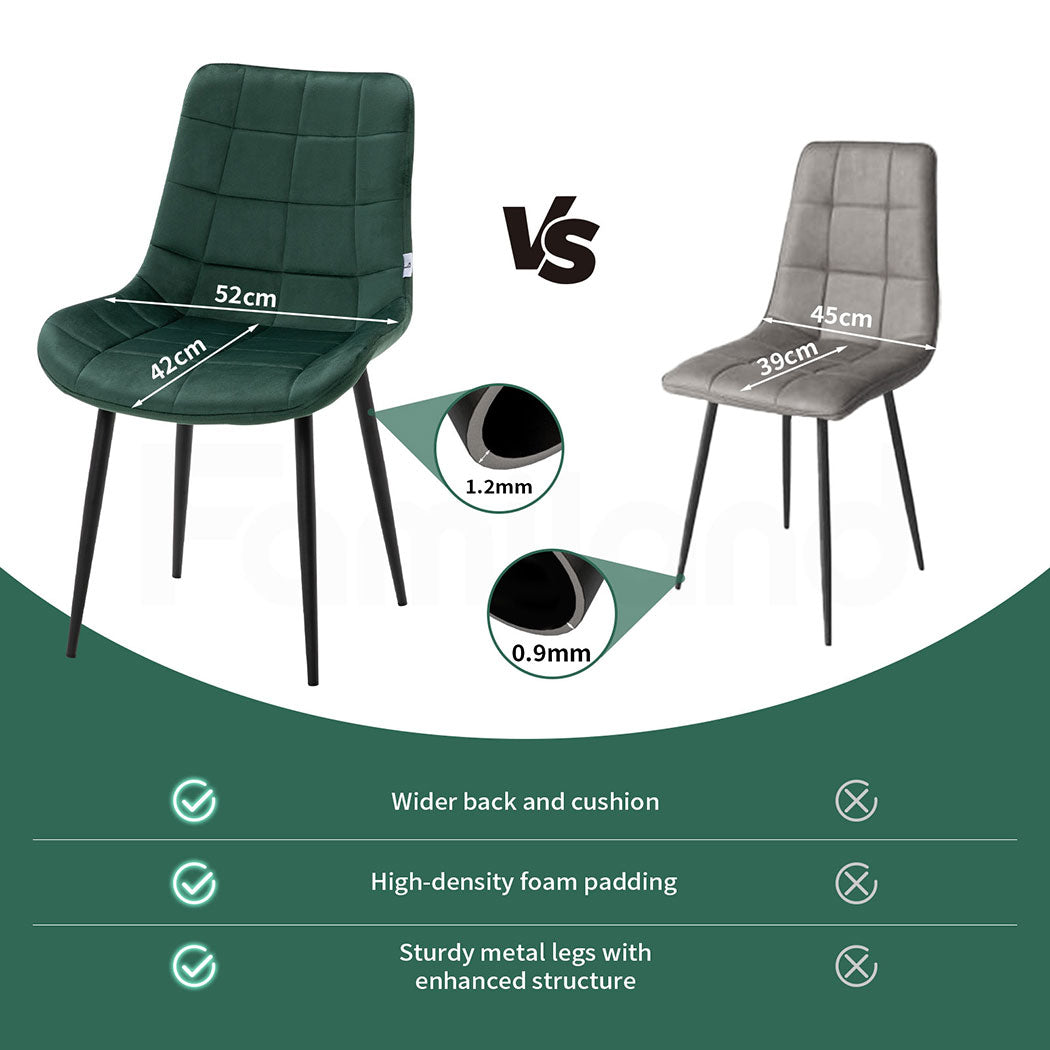 Familand 4x Dining Chairs Velvet Padded Seat Kitchen Living Room Chair Green