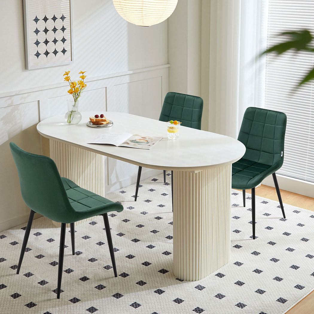 Familand 4x Dining Chairs Velvet Padded Seat Kitchen Living Room Chair Green